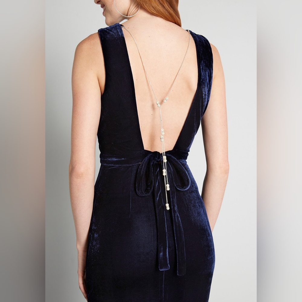 Modcloth x Collectif I Can Still See Blue... Velvet Open Back Gown